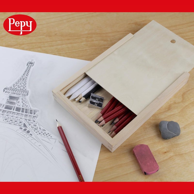 Pepy Natural Wood Pencil Pencil Box with Sliding Lid - Image 4